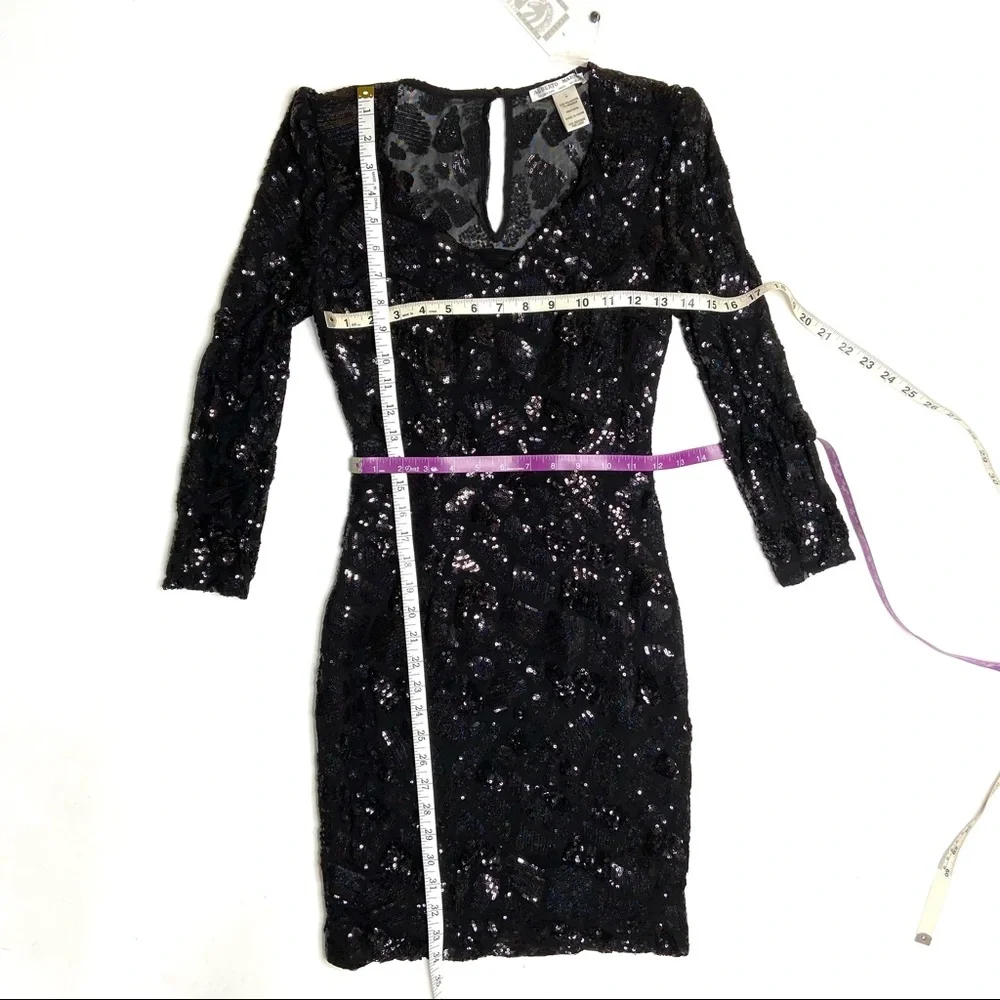 ALBERTO MAKALI Black and Iridescent Sequined Cocktail Dress - Picture 10 of 16